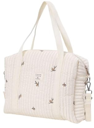 Zopoee blöjväska, bärbara skötväskor för spädbarn, mjuk bomullsskötväska med broderi, kapacitet bomull resa skötväska för blöjor, handdukar och leksaker 36 x 30 cm, b, Siehe Beschreibung
