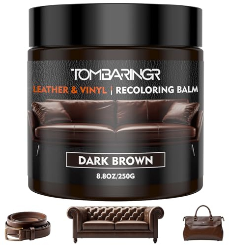 Kit Riparazione Pelle Marrone Scuro - Crema Ricolorante e Balsamo Nutriente per Riparare Graffi, Crepe e Scolorimenti | Rinnova e Protegge Divani, Sedili Auto, Scarpe e Giacche in Pelle 250g