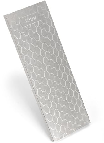 WeeGoo Diamond Sharpening Stone, 2 Side Grit 400/1000 Honeycomb Diamond Plate Honing Stones, 20×7×0.8 CM Silver Sharpening Stone for Knives Scissors Chisels Tools