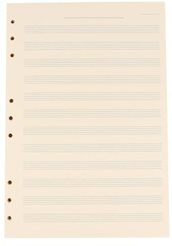 GLEAVI Recharge Papier Partition Blanche 2 Mm 12 Lignes 100 Feuilles Mobiles pour Cahier de Composition, Papier Manuscrit pour Musiciens et Étudiants, Recharge pour Carnet de Partitions