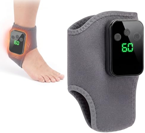 Masajeador de Pies, 3 en 1 Masajeador eléctrico para pies y Tobillos, Tobillera Térmica Inalámbrica con 3 Modos de Vibración, 5 Niveles de Calor Regalo, Calentador de Pies con Dispositivo de Masaje