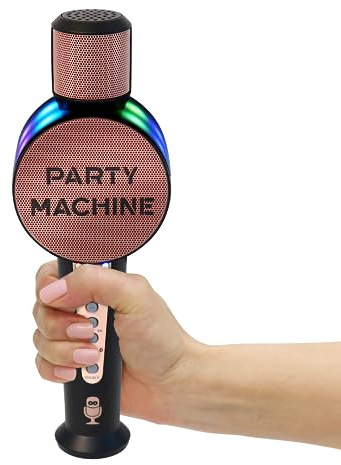 Singing Machine Wireless Karaoke Microphone for Kids & Adults, Party Machine Mic (Rose Gold) - Portable Handheld Bluetooth Microphone with Speaker & Voice Changer Effect - Karaoke Mic for Singing