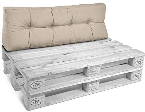 Beautissu Rückenkissen Palettenkissen Outdoor 120x40 cm – Gepolsterte Auflagen für Paletten Europaletten Palettensofa Lounge Kissen Outdoor Palettenmöbel Palettenpolster Beige – Style