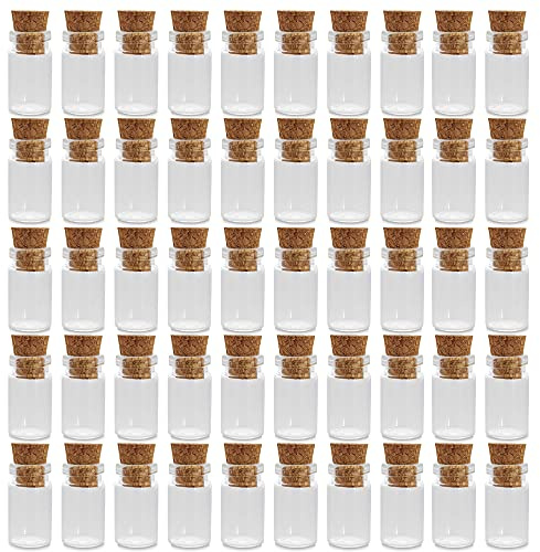 Super Z Outlet Mini Tiny Clear Glass Jars Bottles with Cork Stoppers for Arts & Crafts, Projects, Decoration, Party Favors - Size: 18mm x 10mm Diameter (50 Pack) by