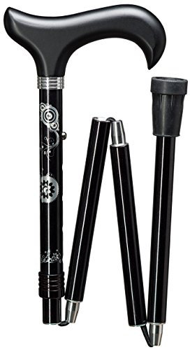 Gehstock Deluxe-Faltstock Strass Tattoo, 4-teilig-faltbar, schlanker Derbygriff, inkl. Gummipuffer