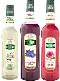 Teisseire Sirup Set Blumen: Sirup Holunderblüte + Veilchen + Rose - 2 x 700ml + 1 x 1L