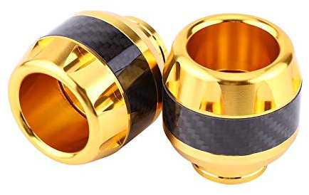 Motorrad Sturzschutz Sturzpads Frame Sliders, 1 Paar Carbon Motorrad Frontgabel Rahmengleiter Crash Protection(Gold)