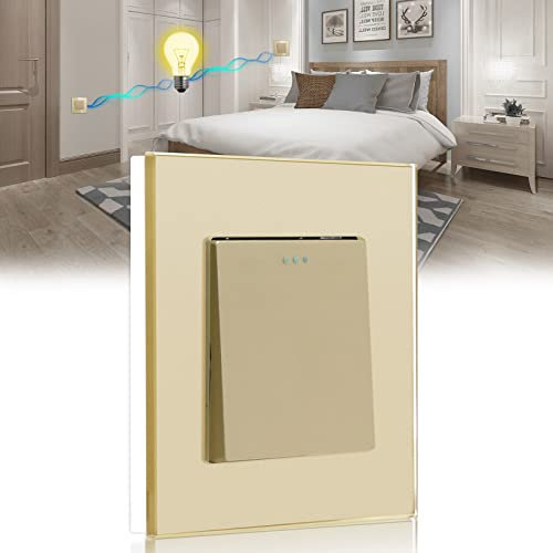 BSEED Interrupteur à bascule 1 compartiment 2 voies en verre - Interrupteur à bascule encastré - Or cristal