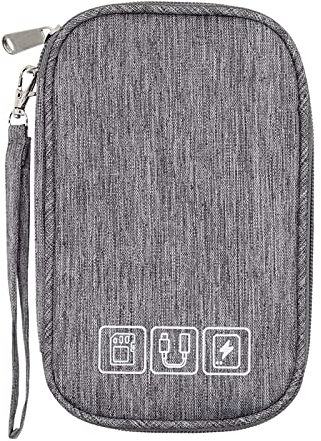 Zasjon Kabeltasche Elektronische Tasche, Klein Kabel Organizer Tasche Universaltasche Tragbare Wasserdicht Kabelorganizer Cable Bag für Handy Ladekabel,Powerbank,USB Sticks,SD Karten, Grau