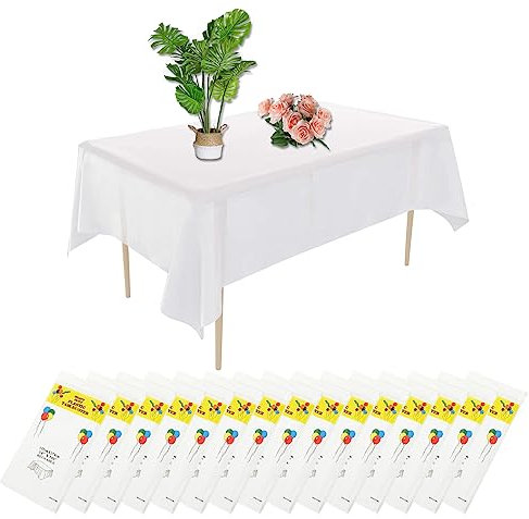JMIATRY 15 Stück Einweg Tischdecke Weiß 137×274cm, Biertisch Tischdecke, Tischtuch Rechteckig für Hochzeit, Party, Kindergeburtstag, Weihnachten