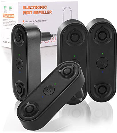 ZZLLKQ Mäusevertreiber Ultraschall Testsieger 4er Set, Ideal Mäuseabwehr 3 Modi,Verbesserte Mückenschutz, Ultraschall Schädlingsbekämpfer Mäuseschreck gegen Ratten, Mausefalle ohne Chemie (Schwarz)