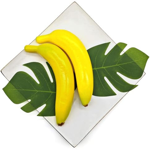 SwirlColor falsk frukt, 2 st konstgjorda bananplastfrukter realistiska konstgjorda frukter för hem kök fest dekoration fotografi rekvisita