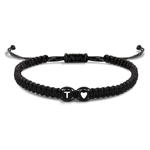 Bracelet Letter and Heart - Braided Initial Friendshipband Men & Women (T)