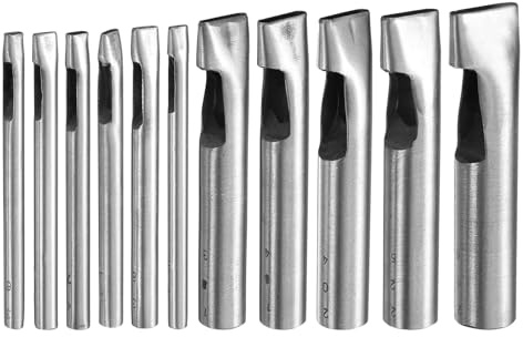 sourcing map 12pcs Oval Hole Punch for Leather 2mm-5mm Leather Craft Oblong Hollow Hole Cutter Punching Cutting Tools for Belt Watch Band