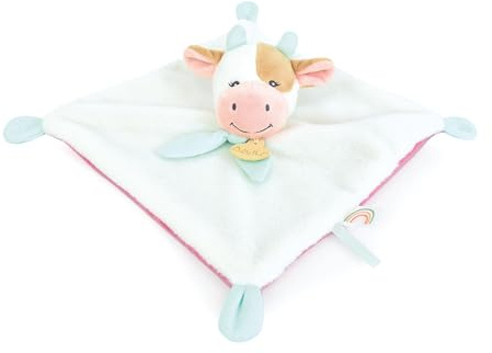Baby NAT' - Premier Doudou Pistache la Vache 23 cm - Peluche Bébé Fille Garçon Douce et Rassurante Dès la Naissance - Jouet d’Éveil Sensoriel et Compagnon de Nuit - Idée Cadeau Naissance - BN6024