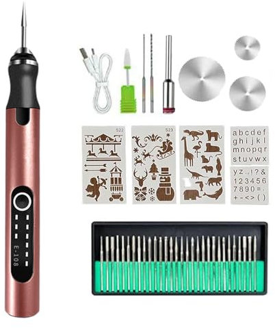 Graviermaschine, Gravierstift USB Wiederaufladierbar Gravur Werkzeug Kit, Gravur Gerät Für Schmuck Glas Holz Kunststoff Metall Stein (Roségold Vielseitig)