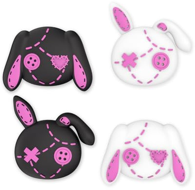 PlayVital Cute Thumb Grip Caps for ps5/ps5 Edge Controller, Joystick Caps for Switch 2 Pro/Switch Pro Controller, Thumbstick Cover for Xbox Series X/S, Elite Series 2, Xbox One - Lovely Punky Bunnies