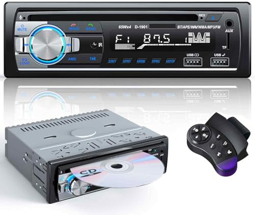 Autoradio Bluetooth con Lettore CD DVD, CENXINY Stereo auto con RDS sistema vivavoce, 4x65W Autoradio 1 DIN con Lettore MP3 e due porte USB, Supporta FM/AUX/TF/WMA/iOS/Android