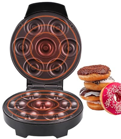 Sucritude Máquina de Hacer Mini Donuts | 7 Agujeros Calentamiento Doble Cara Utensilios Cocina - Máquina para Gofres - Para Hogar, Oficina, Restaurante Y Comercial, Pasteles, Desayuno, Postre Y