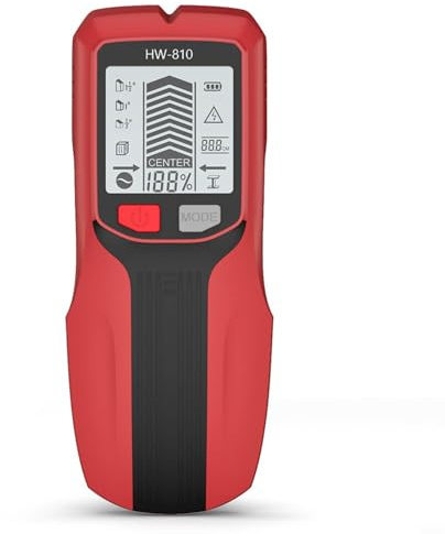 BildeeMait Multifunktionaler Wandscanner-Detektor für Metallbolzen, AC-Drähte bis zu 80 mm, Kabelsucher mit Tiefenanzeige und automatischer Abschaltung für DIY-Projekte (rot)