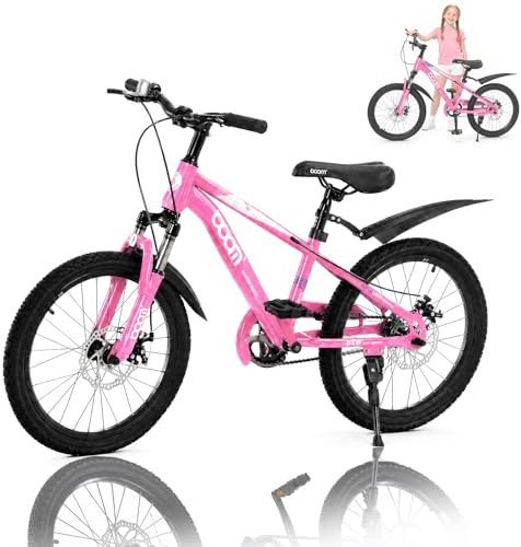 BSTSEL Children's Road Bike 18/20/22 inch Blue Pink Grey Kids Bicycle Boys&Girls Children Bicycle with Mudguard and Double Disc Brakes Ages 5-12 Years Old Children Bike Gift (Pink, 18in)