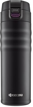 Kyocera FLIP TOP - isolierte Trinkflasche mit keramischer Innenbeschichtung | schadstoff-frei | auslaufsicher | leicht | stylisch | schwarz, 500 ml