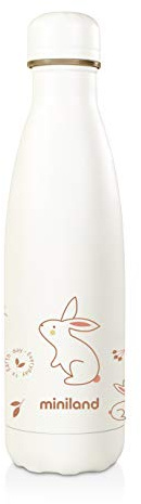 Miniland Natur Bottle Bunny 500ml. Botella térmica de acero inoxidable, que mantiene la temperatura más de 24 horas. 89346