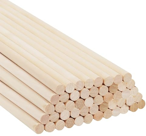 Belle Vous Baguette Bois Naturel Arrondie (Lot de 50) - 30 cm - Tige en Bois Deco Brut Extra Longue de 12 mm - Batonnet en Bois pour Projet d’Art, Déco & Loisirs Créatifs
