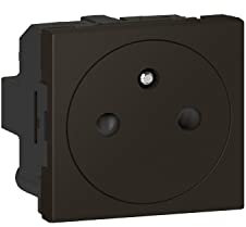 LEGRAND - Prise Electrique Murale avec Terre Mosaic Surface - Prise 2P+T à Fixation par Emboîtement - Fabriqué En France - Noir Mat