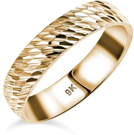 TJC Royal Bali 9ct Yellow Gold Wedding Band Ring for Women & Men 5mm Size N