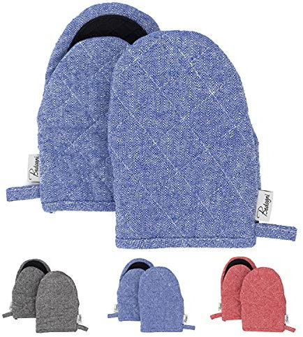 Bedogni Reggio Emilia Guanti da Forno e Barbecue in Spesso Cotone con Prese in Silicone Anticalore,Guanti da Cucina per Cucinare - Appendibili - Regalo donna - Regalo Uomo