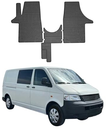 OMAC Gummi Fußmatten kompatibel mit VW T5 2003-2015 Automatten Gummi Schwarz 3tlg
