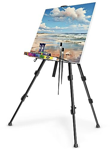 Dhouse Aluminium Staffelei 50-167cm Atelierstaffelei verstellbare Standstaffelei Feldstaffelei,mit Tasche Für Leinwand Poster Hochzeit Skizzieren Male, für Kinder und Erwachsene