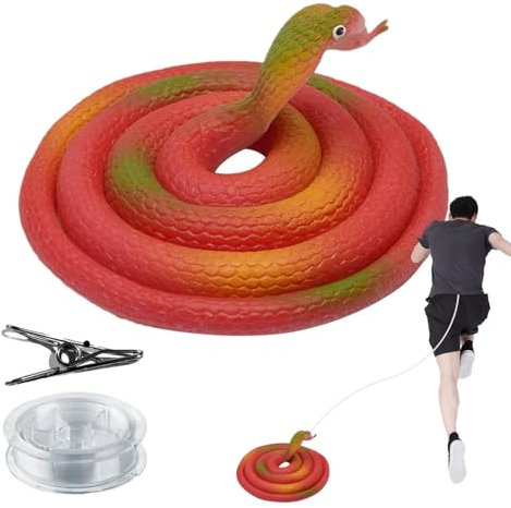 Uozonit Schlangenstreich mit Schnurclip,Golf-Schlangenstreich, Mit Metallclip befestigter Silikon-Schlangenstreich mit Schnur, Erschreckendes, einfach zusammenzubauendes Gag-Spielzeug,