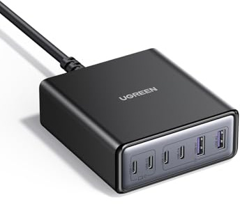 UGREEN Zapix 100W 6 Ports Chargeur USB C Rapide Station de Charge Bureau GaN Tech 65W Compatible avec iPhone 17 Pro Max Air 16 Plus 15 14 13 12 iPad Mini MacBook Pro Air M4 M3 M2 M1 Galaxy S25 S24 S23