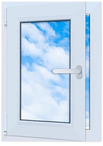 LORAC | Kunststofffenster weiß 500x700mm, 50x70cm, PCV, DIN Links, kippbar & ausstellbar, 2-fach Verglasung, energiesparend – Fenster mit CE-Zertifikat für Keller und Wohnung