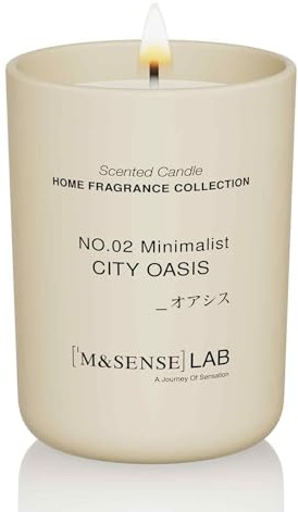 M&SENSE Scented Candles 250g City Oasis Natural Soy Wax Candles Long Burning Minimalist Aromatherapy Candles, Perfect Christmas Gifts for Women and Men.
