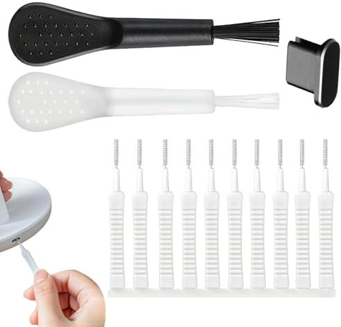 Telefon laddningsport rengöringsset, mobiltelefon rengöringsset USB C, mobiltelefon anslutning rengöring, rengöringsborste för laddningsport med handtag och dammskyddskontakt