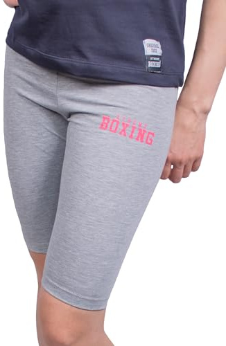 XTREME BOXING - Pantaloncini Sportivi Donna in Cotone, Bermuda Corti Elasticizzati per Palestra, Fitness, Yoga, Allenamento, Vari Colori XCL301 (L, Grigio)