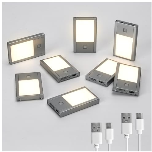 V4light Rechargeable Motion Sensor Night Light, 8-Pack Grey, 3000K
