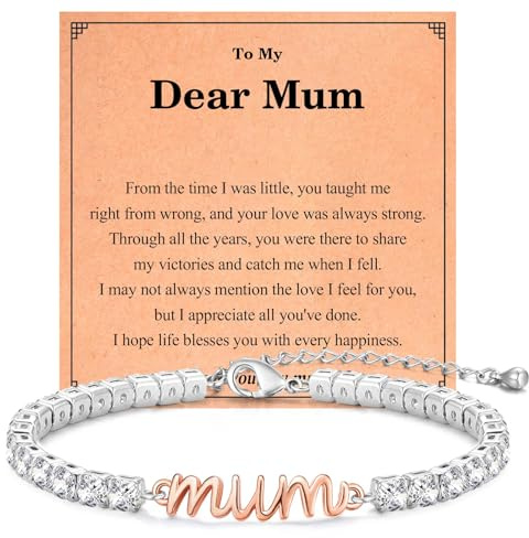 EPVID Gifts for Mum, Cubic Zirconia Tennis Bracelet for Women, Mother Gift from Daughter Son, Christmas Birthday Mothers Day Gifts for Mum, Stocking Fillers for for Women
