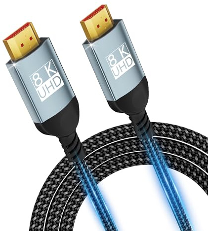 5 m 10K 8K HDMI-kabel, Ultra High Speed ​​HDMI-kabel 10K 8K @60 Hz 4K @ 240 Hz, HDMI 2.1 stöder HDR10+ eARC 3D HDCP 2.2 & 2.3 VRR DTS:X, kompatibel med PS5/4,Xbox, HDTV, Blu-ray/monitor/laptop