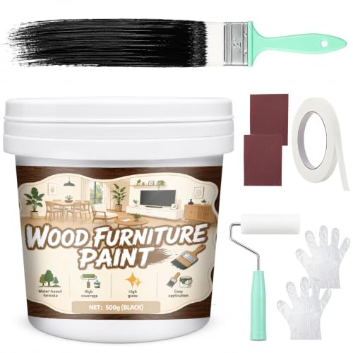 AllisWay Pintura para Madera, Renovación de Muebles de Madera, Negro, 500 g