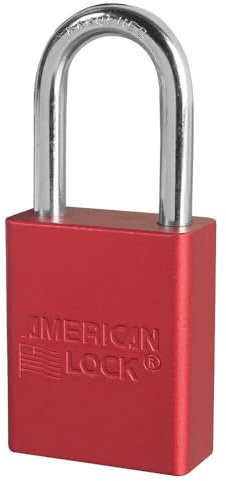 Master Lock A1106RED Aluminum Red Safety Padlock with 1/4 x 1-1/2 Shackle, 1-Padlock