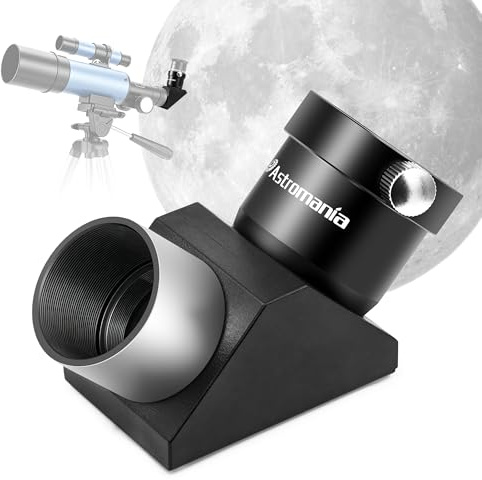 Astromania 1.25 Inch Telescope Diagonal with Amici Erecting Prism - 90° Fully-Coated Star Diagonal for Upright & Clear Astronomical Viewing, Metal/Plastic Construction, Enhanced Optical Transparency
