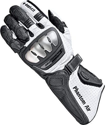 Held Motorradhandschuhe lang Motorrad Handschuh Phantom Air Handschuh schwarz/weiß 9, Herren, Sportler, Sommer, Leder