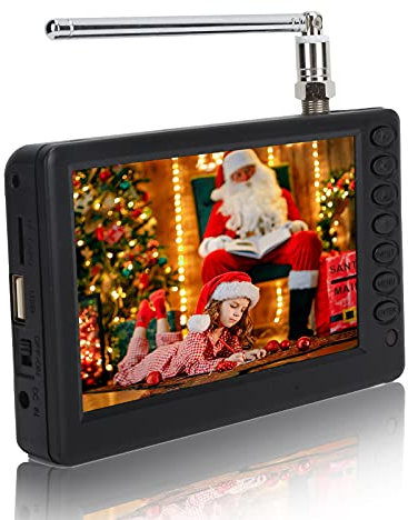 Dpofirs Tragbarer 5 Zoll HD Fernseher, 1500 mAh LCD Fernseher Digital & Analog Ausgestattet mit USB Anschluss, Speicherkartensteckplatz, U-Disk-Inhaltsplayer für Reisen, Camping