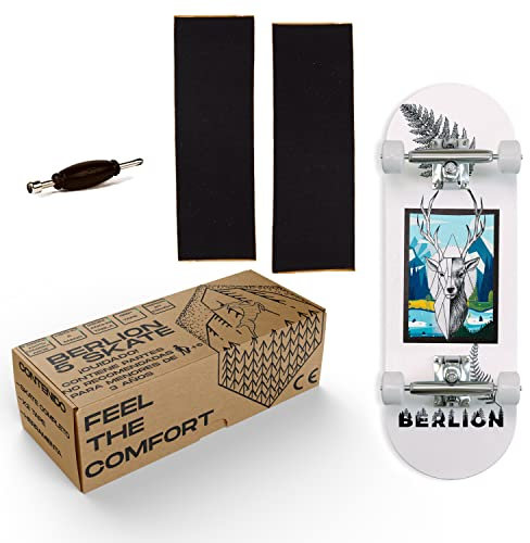 BERLION Professionelle Fingerskate aus Holz Pro, Mini-Skateboard, kleines Fingerboard, Schleifen und Räder, Anti-Stress-Spielzeug