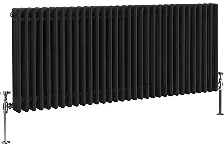 NRG 600 x 1460mm Black Radiator Traditional 3 Column Horizontal Central Heating Cast Iron Rads