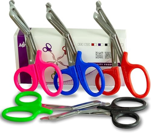 MJW Set of 5 Pieces 7.5 inches Stainless Steel Trauma Shears Utility First Aid Scissor Bandage Scissors Also Used in Kitchen Office Work & Crafting DIY and Multi Tasking Purposes